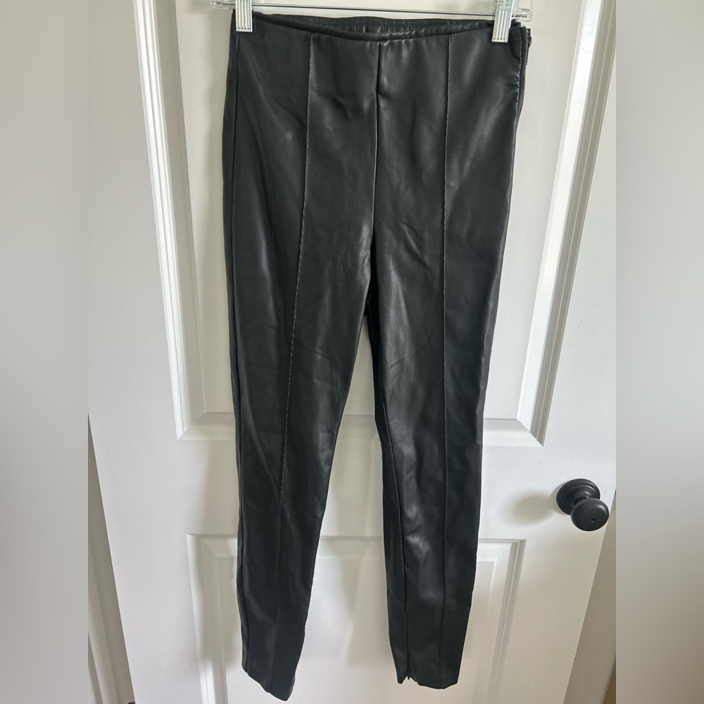Zara Black Leather Fitted Pants / Leggings- M